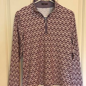 J McLaughlin 1/2 zip, geo print, Purple, orange-L